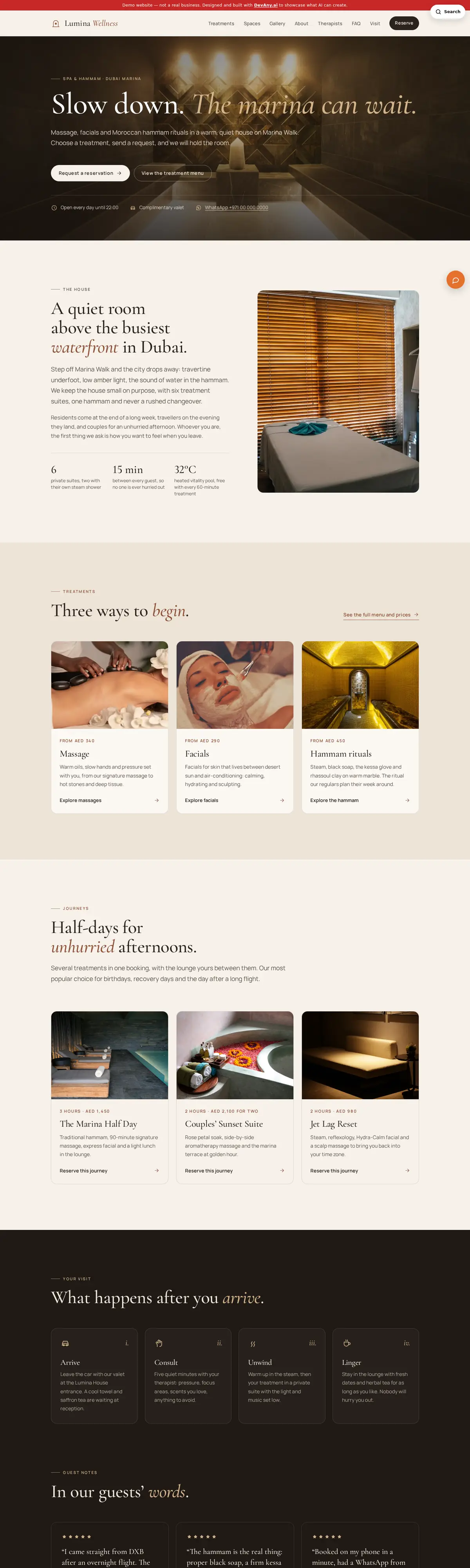 Lumina Wellness home page, full-page screenshot